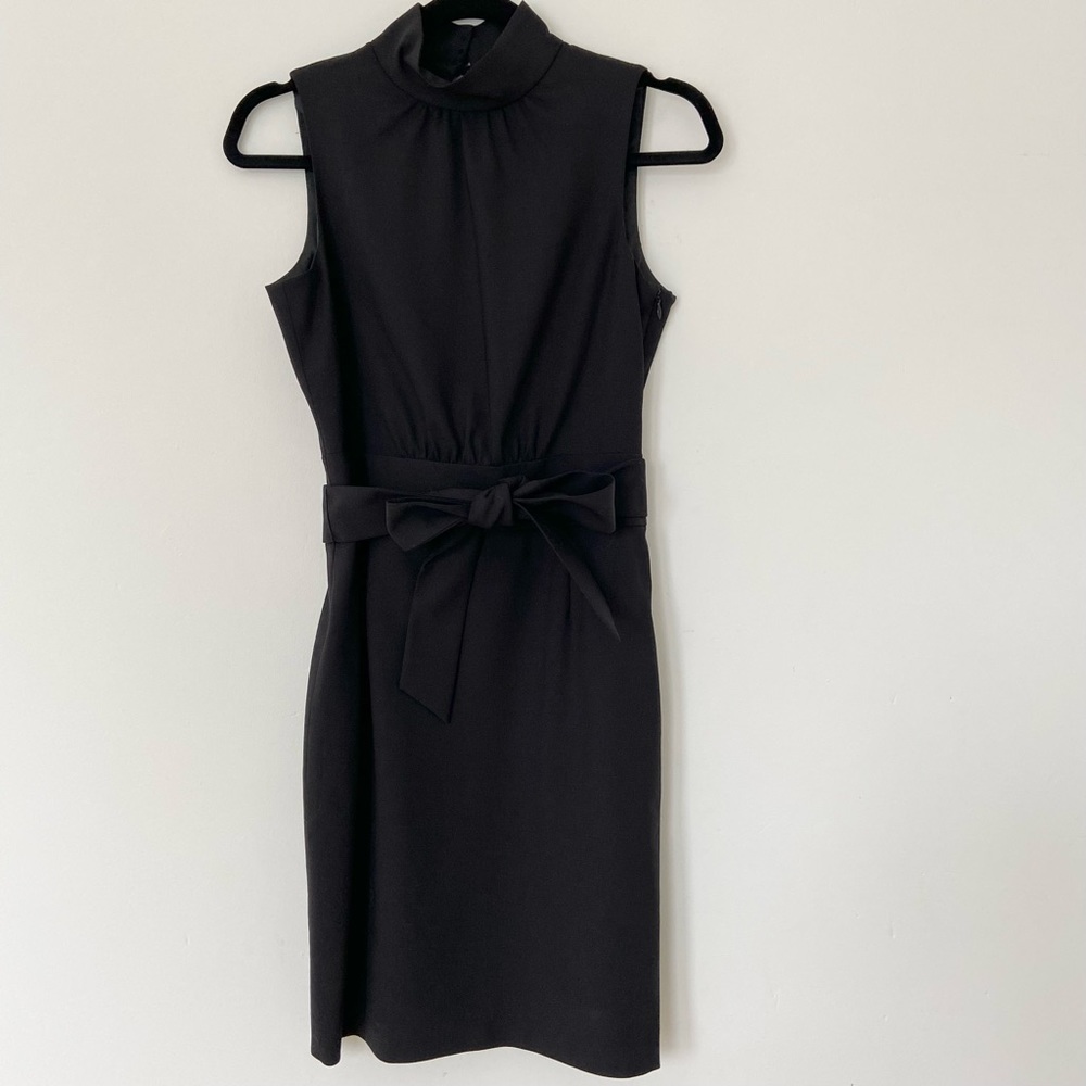 Club Monaco Black Wool Mock Neck Mini Dress with Belt size 4